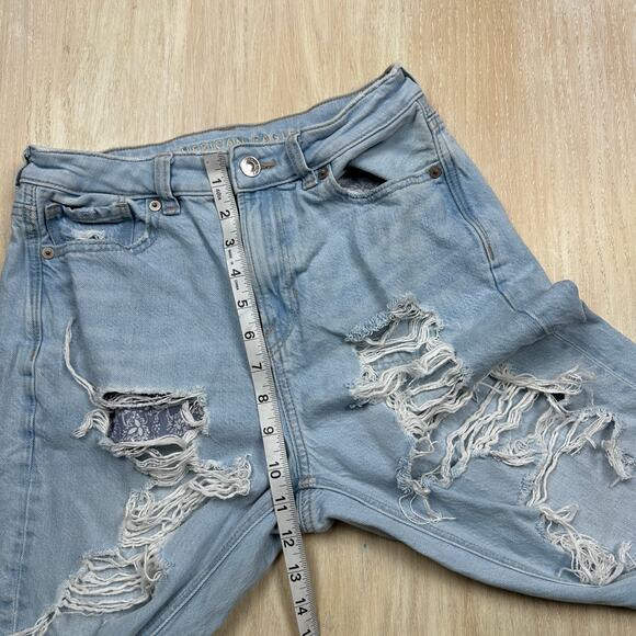 American Eagle Distressed Blowout Destroyed Mom High Rise Casual Denim Jeans 4 - Picture 8 of 16